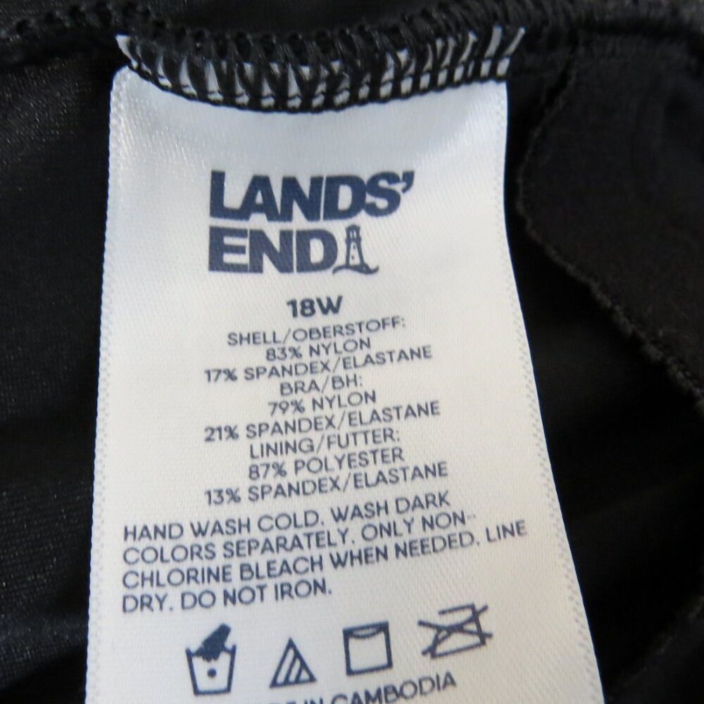 Lands' End Chlorine Resistant Sweetheart Swim Dress SIZE 18W Black - Picture 9 of 9